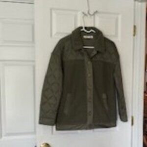 Green fuzzy button down jacket